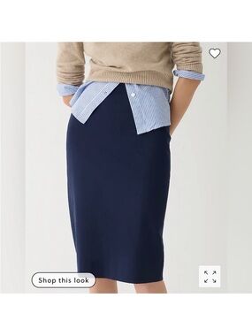 J. Crew No. 3 Pencil Skirt in Bi Stretch Cotton Blend Navy 2